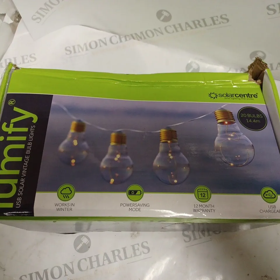 SOLAR CENTRE LUMIFY USB SOLAR VINTAGE BULB LIGHTS