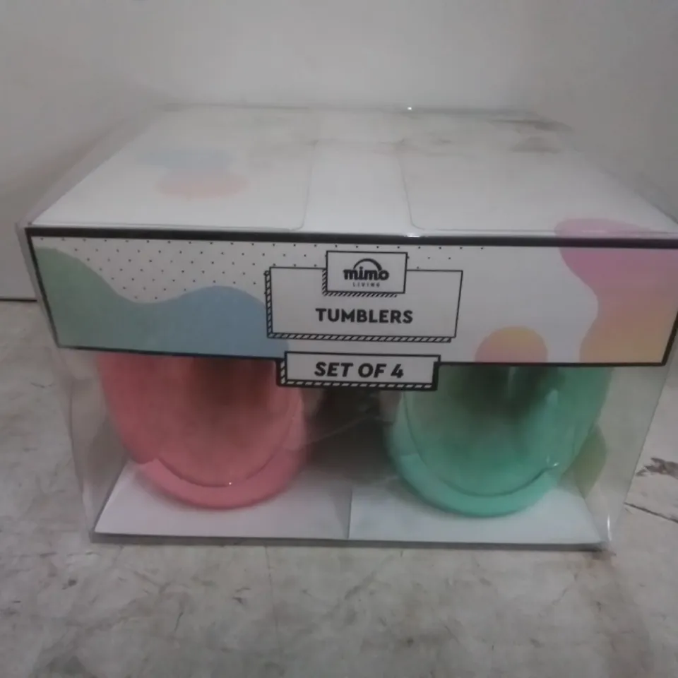 BOXED 17 STORIES BURNSVILLE 4-PIECE 470ML PLASTIC DRINKING TUMBLERS  - MULTICOLOURED 