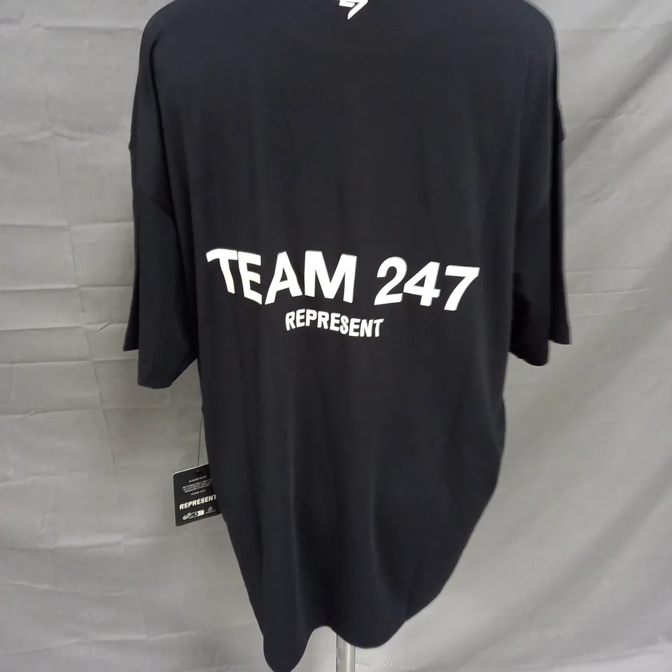 REPRESENT TEAM 247 OVERSIZED SOFT COTTON TSHIRT IN BLACK SIZE M