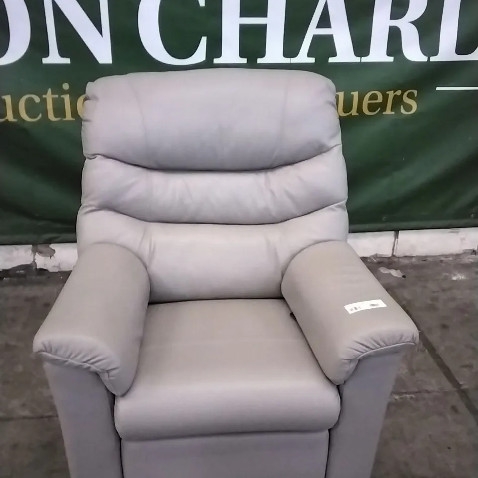 QUALITY BRITISH DESIGNED & MANUFACTURED G PLAN MALVERN POWER RECLINER ARMCHAIR CAPRI MIST LEATHER