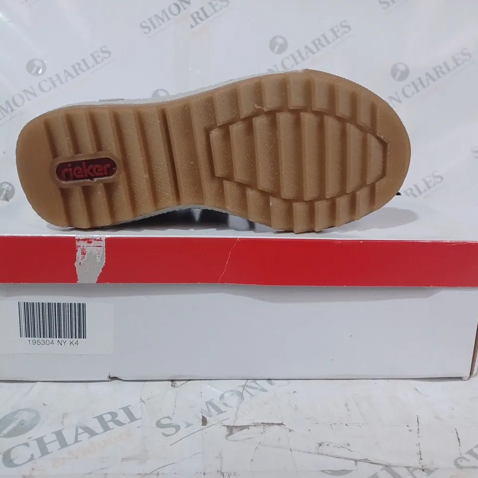 BOXED RIEKER WATER RESISTANT WARM HIKER BOOTS, NAVY -  SIZE 4