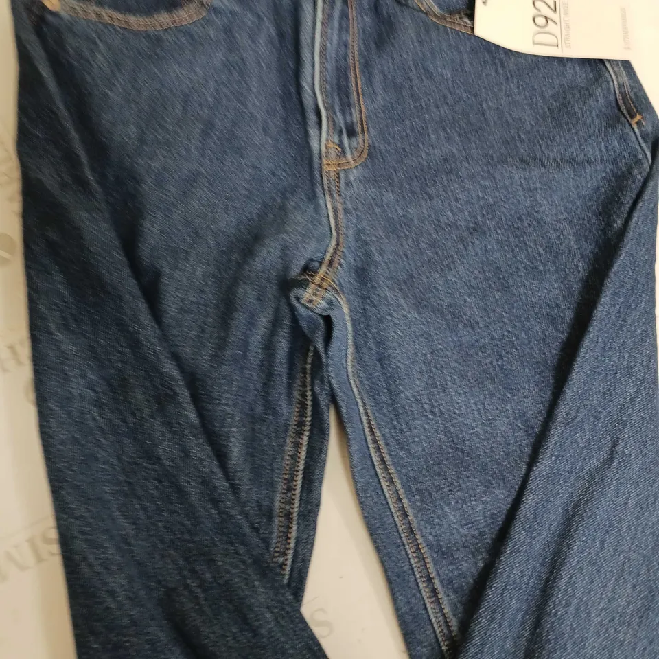 STRADIVARIUS D92 STRAIGHT WIDE LEG JEANS IN BLUE DENIM - UK SIZW 12