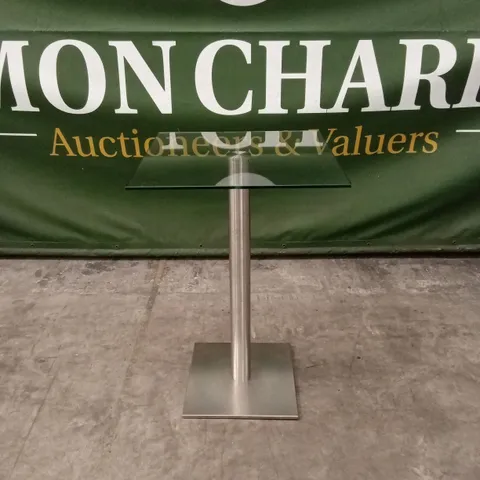 QUALITY DESIGNER BESPOKE SQUARE GLASS TOP BAR TABLE