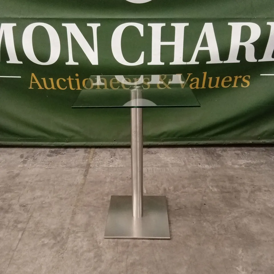 QUALITY DESIGNER BESPOKE SQUARE GLASS TOP BAR TABLE