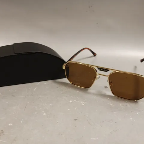 PRADA PALE GOLD TINT FRAMED SUNGLASSES