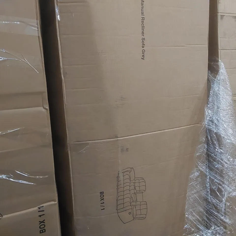 BOXED DESIGNER BOSTON THREE SEATER SOFA SORRENTO GREY FABRIC 