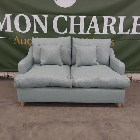 QUALITY DESIGNER FABRIC UPHOLSTERED SOFA - LIGHT BLUE