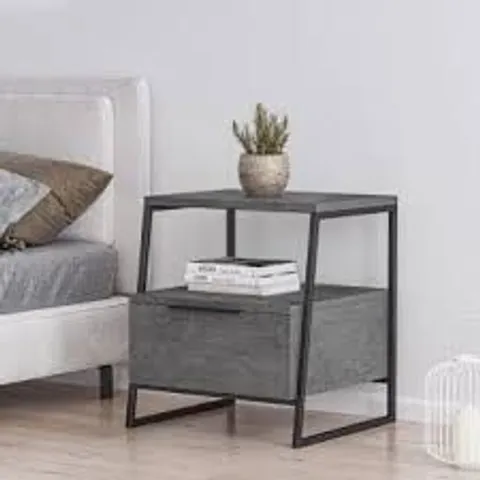 BOXED PAL NIGHTSTAND/SIDE TABLE WITH DRAWS IN RETRO GREY
