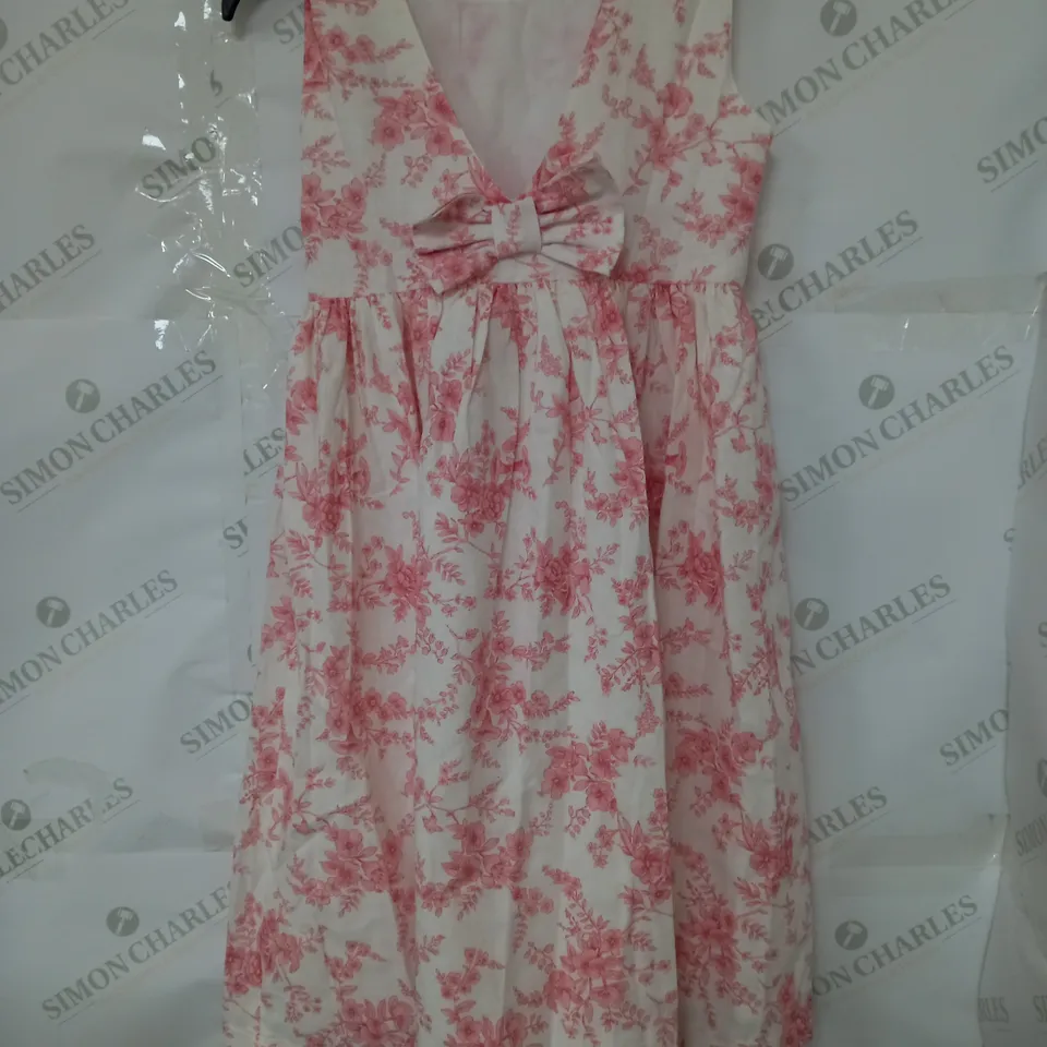 CONFITURE MAEVA BIG BOW DRESS IN MID PINK FLORAL SIZE 10-11YRS