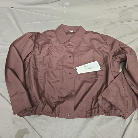 ARKET BURGUNDY LONG-SLEEVE BUTTON-DOWN WOMENS CROP SHIRT - EU 40