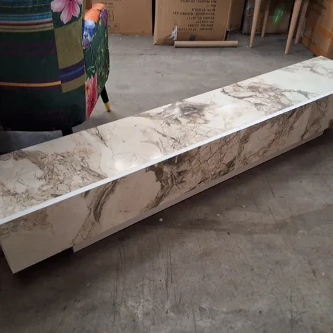 LUSI TV STAND FOR TVS UP TO 71" - WHITE MARBLE EFFECT/WHITE
