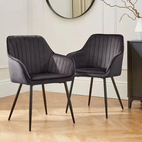 PAIR OF ALISHA DINING CHAIRS - CHARCOAL/BLACK - COLLECTION ONLY