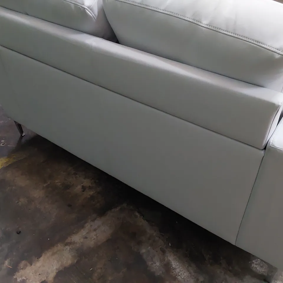DESIGNER TWO SEATER SOFA WHITE LEATHER 