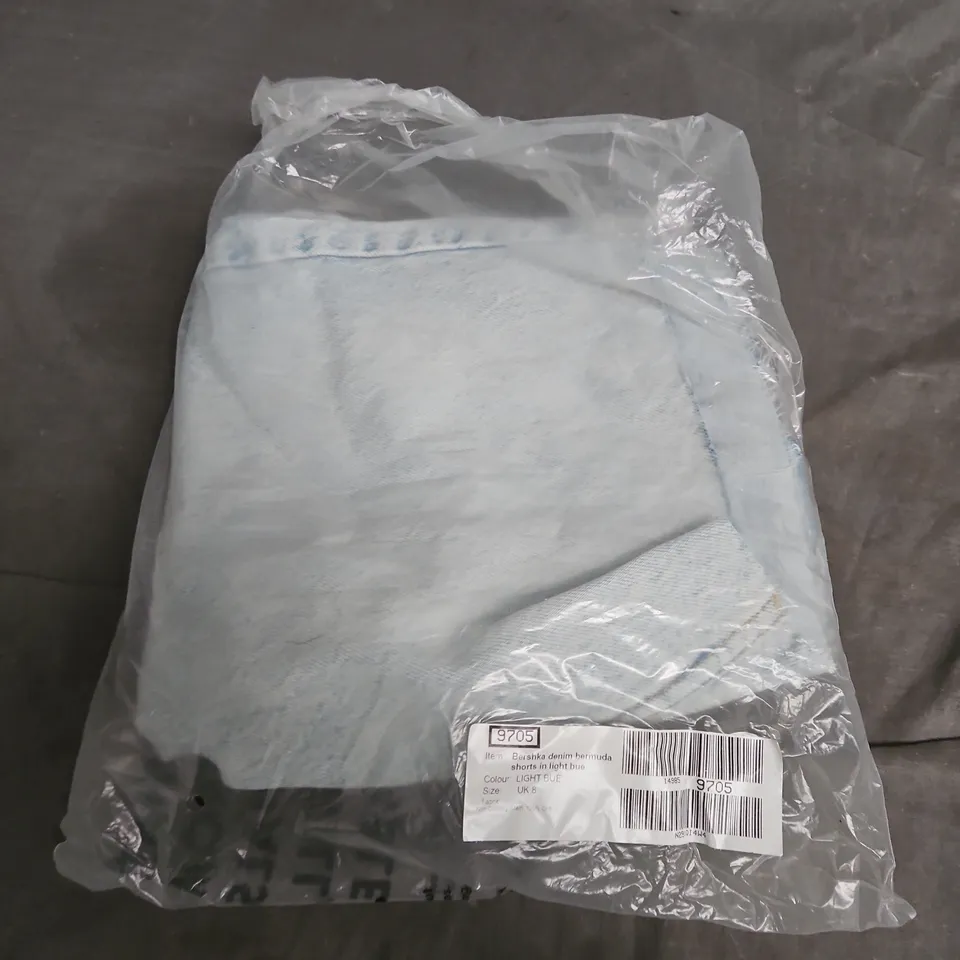 BERSHKA DENIM BERMUDA SHORTS – LIGHT BLUE, UK 8