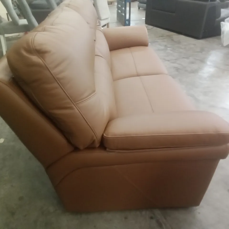 DESIGNER G PLAN MADE SEATTLE 3 SEATER SOFA - CAMBRIDGE TAN LEATHER