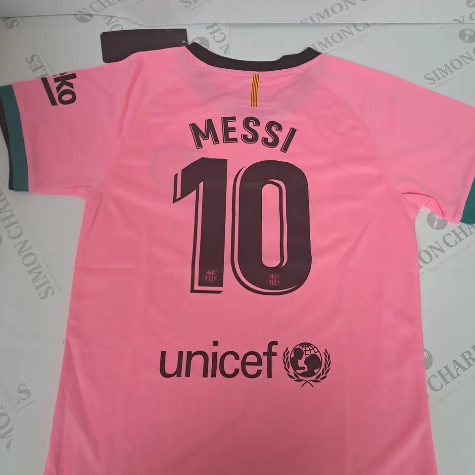 BARCELONA FC AWAY SHIRT WITH MESSI 10 SIZE 22
