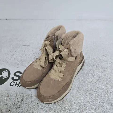 RIEKER FUR-LINED WINTER BOOTS – TAN/BROWN, UK 6 (EU 39)