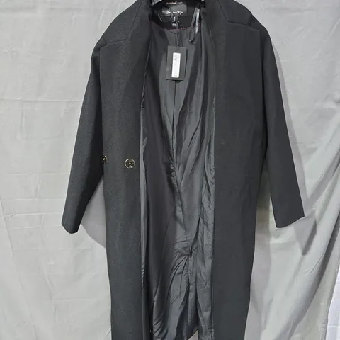 UK 6 RIVER ISLAND STUDIOS BLACK WOOL COAT – WOMEN'S LONGLINE