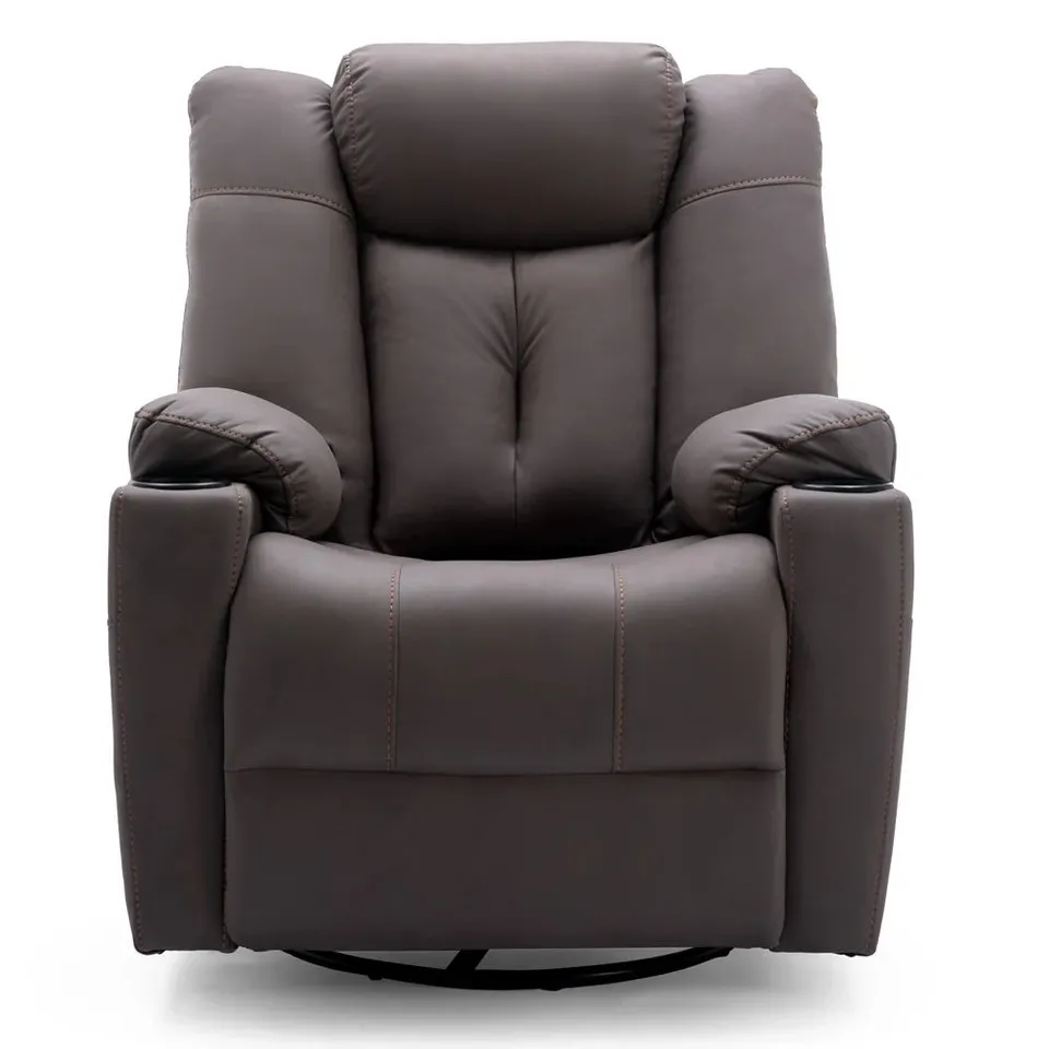 BOXED DESIGNER AFTON RISE FABRIC RECLINER CHAIR IN BROWN (2 BOXES)