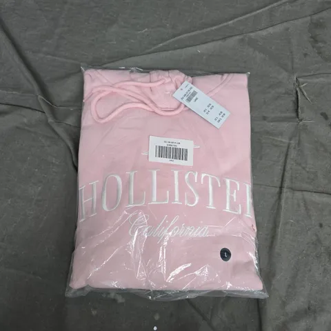 BAGGED HOLLISTER WOMEN'S OVERSIZED HOODIE WITH LOGO GRAPHIC CALIFORNIA PINK HOODIE – LARGE