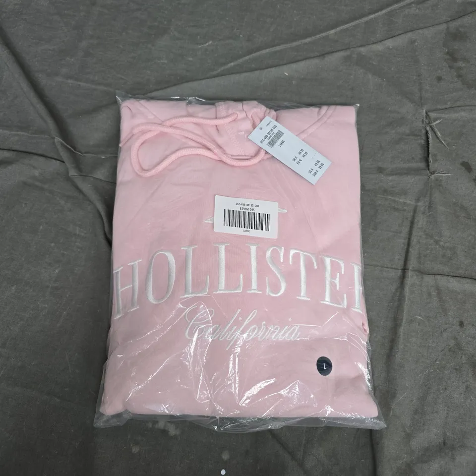 BAGGED HOLLISTER WOMEN'S OVERSIZED HOODIE WITH LOGO GRAPHIC CALIFORNIA PINK HOODIE – LARGE