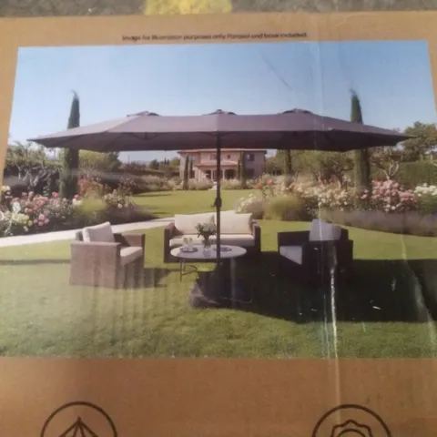 BOXED KEPLIN GARDEN EXTRA-WIDE DOUBLE PARASOL - GREY