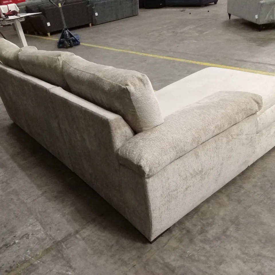 SALERNO STANDARD BACK FABRIC LEFT HAND 3 SEATER CHAISE SOFA - NATURAL RRP £999