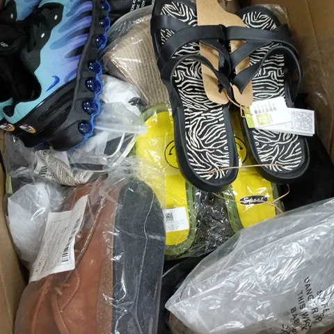 BOX OF ASSORTED SHOES AND FOOTWEAR IN DIFFERENT SIZES