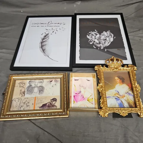 LOT OF 5 ASSORTED FRAMED ARTWORKS - COLLECTION ONLY
