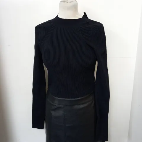 TED BAKER KNITTED BODICE DRESS IN BLACK SIZE 2