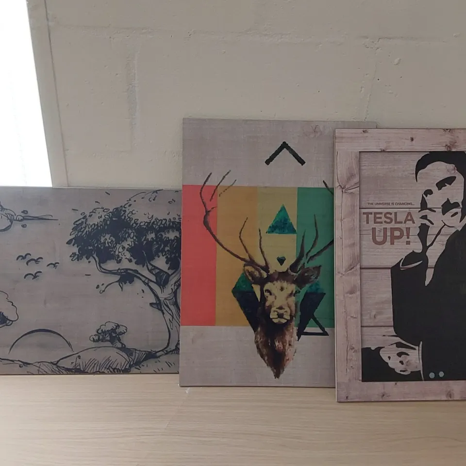 11 X BRAND NEW BOXED DECORATIVE WOODEN PANEL PIECES - DESIGNS VARY