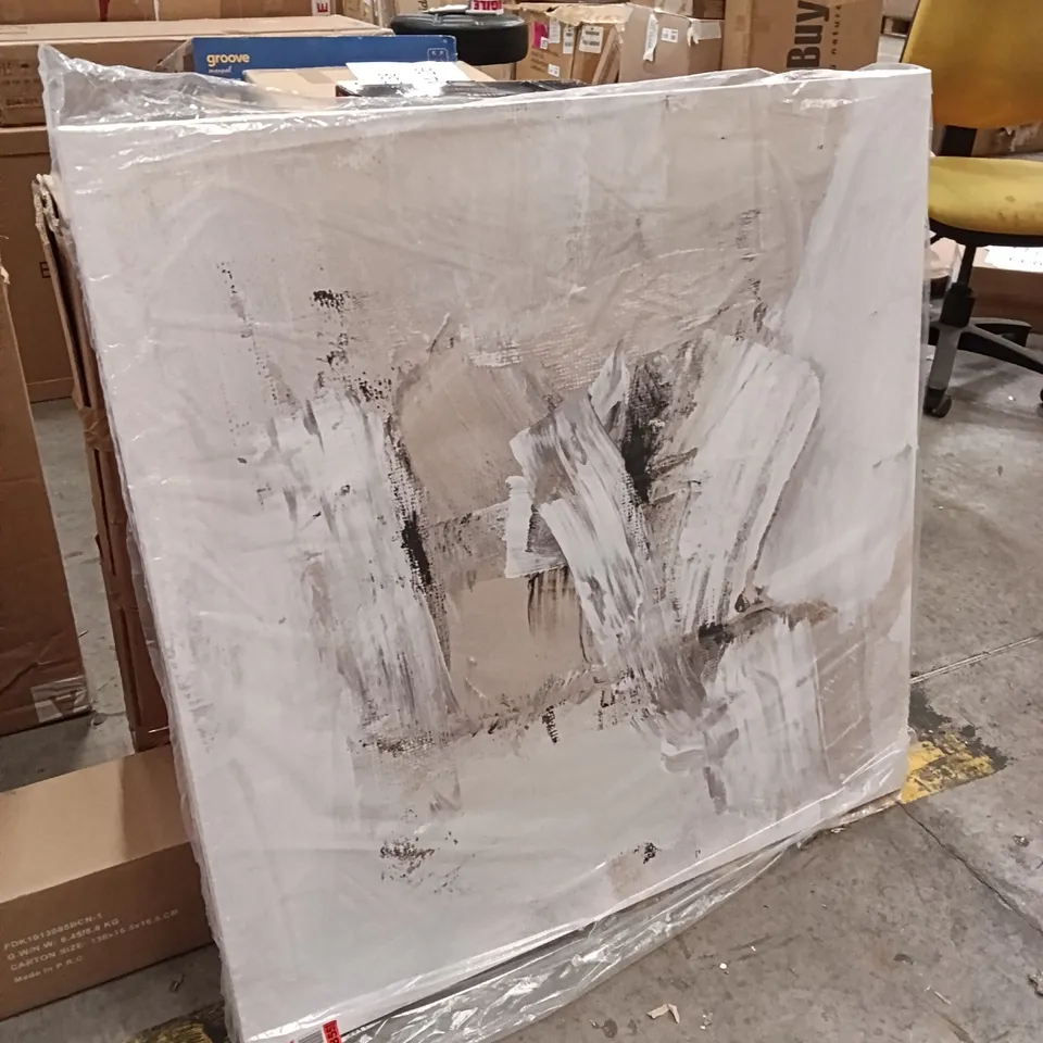 BAGGED 'NEUTRAL BRUSHSTROKES I' BY VICTORIA BARNES - PRINTED CANVAS ART 