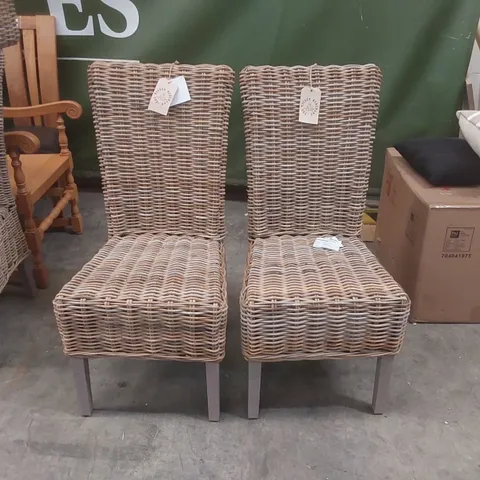 PAIR OF WICKER MERCHANT DINING CHAIRS