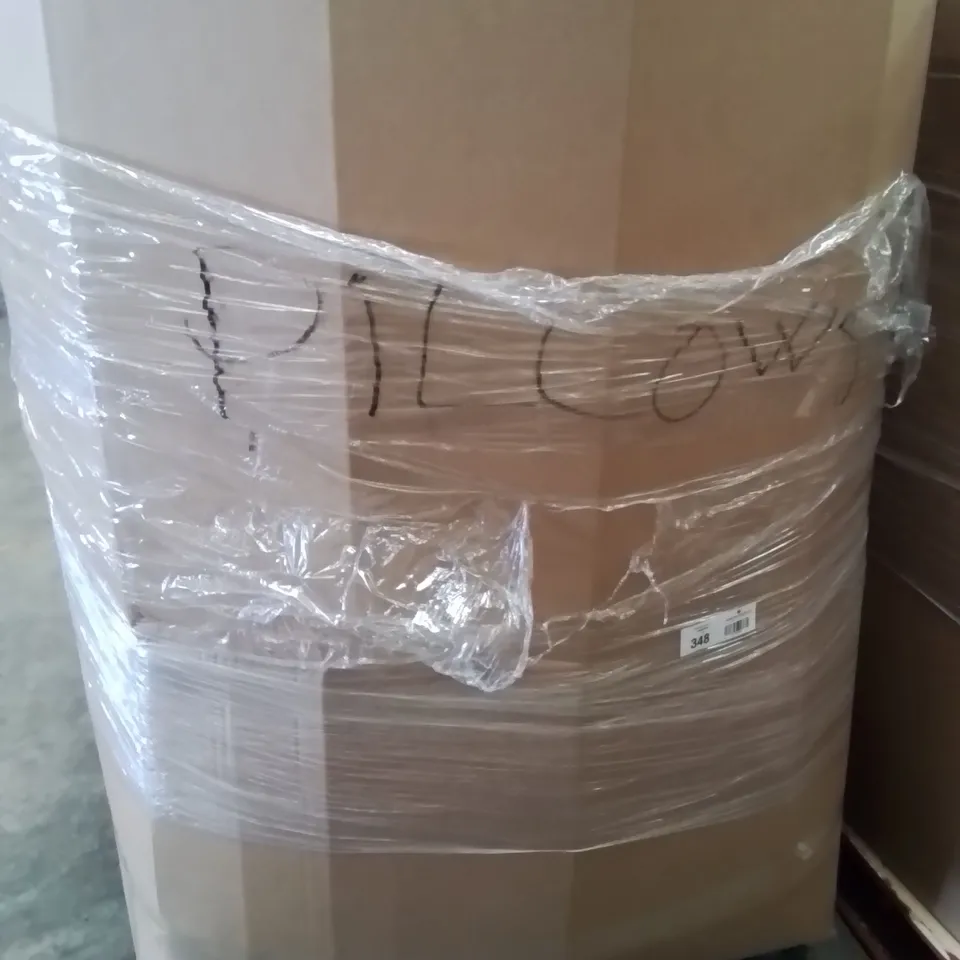 TWO LARGE BOXES OF ASSORTED BAGGED AND LOOSE PILLOWS 