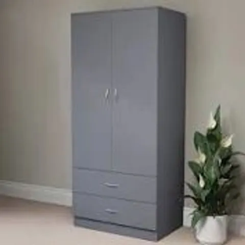 BOXED MAYBERY 2 DOOR 2 DRAWER WARDROBE - GREY (2 BOXES)