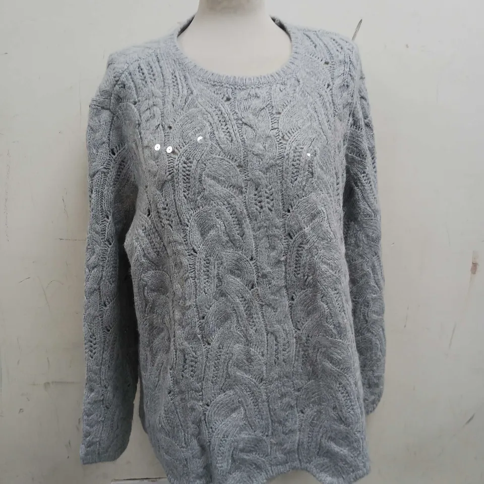 WYNNE COLLECTION GREY SEQUIN JUMPER - SIZE XL