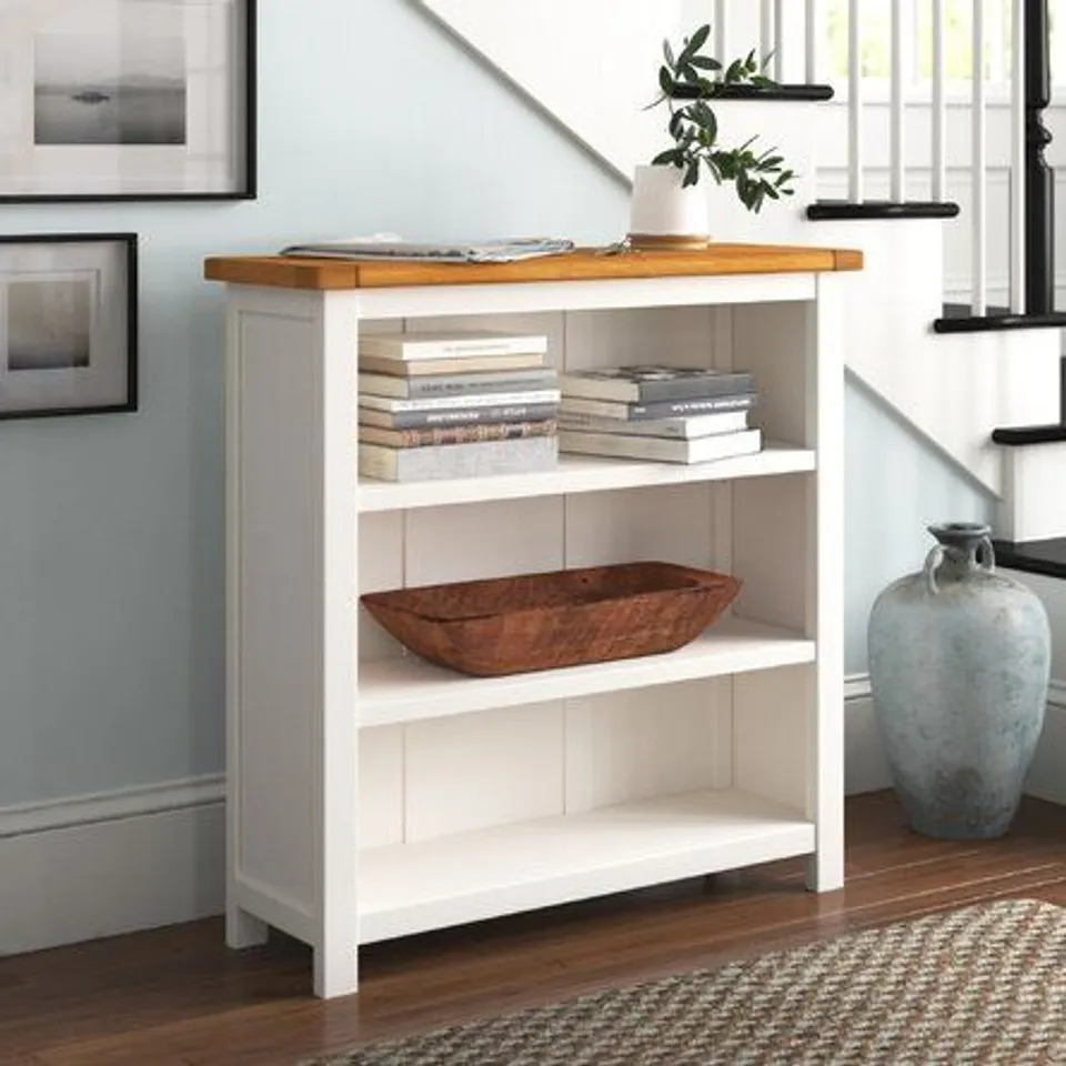 BOXED SOUTHAMPTON LOW BOOKCASE GREY - H90 X W90 X D30CM