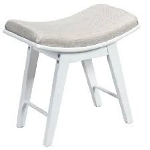 BOXED COSTWAY DRESSING STOOL WITH CURVED SEAT CUSHION AND RUBBER WOOD