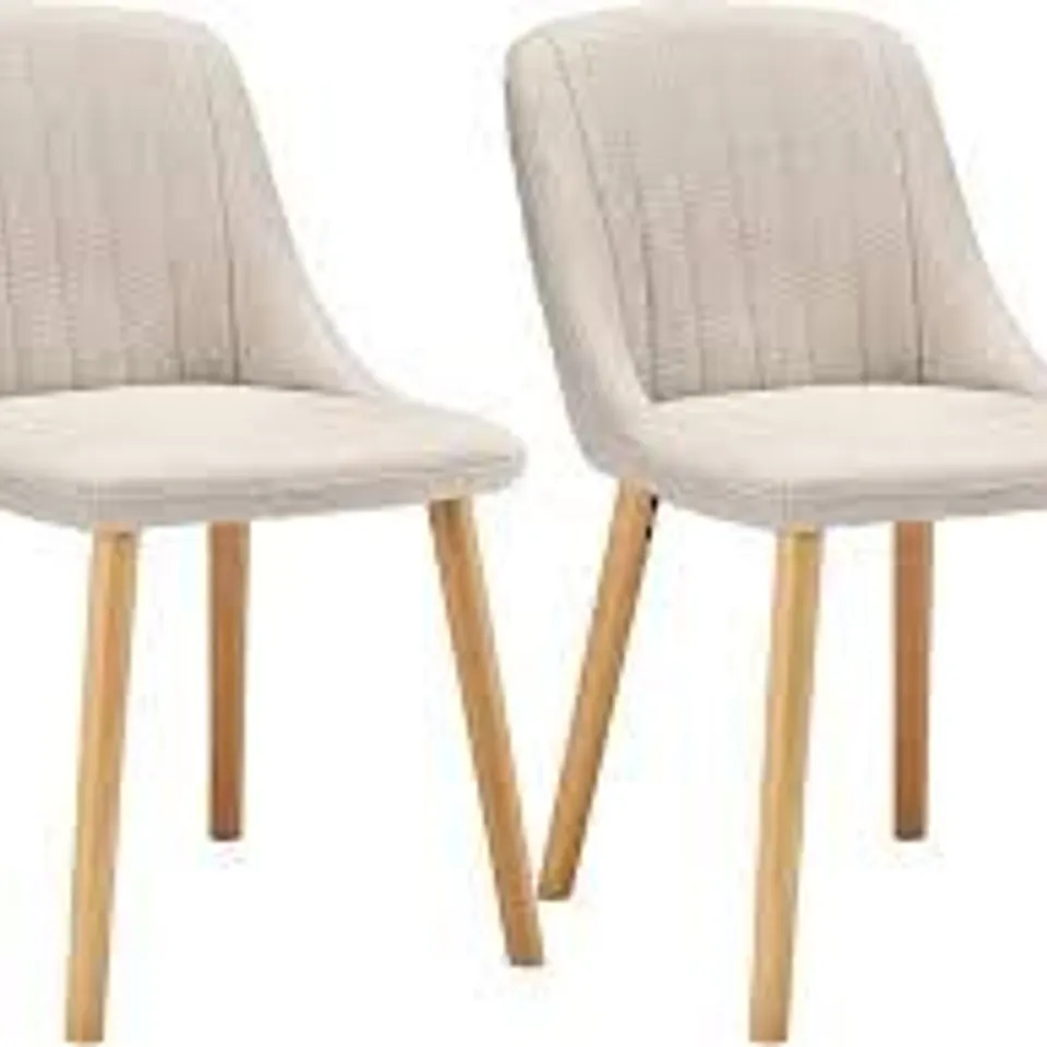 BOXED SET OF 2 49.5cm H DINING CHAIRS UPHOLSTERED BACK ARMCHAIR WITH WOODEN LEGS - BEIGE (1 BOX)