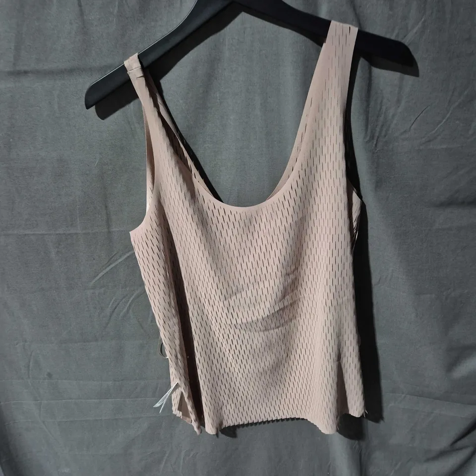 REISS ATELIER SLEEVELESS KNIT TOP – SEASON 04, BEIGE PERFORATED FABRIC - SIZE 10