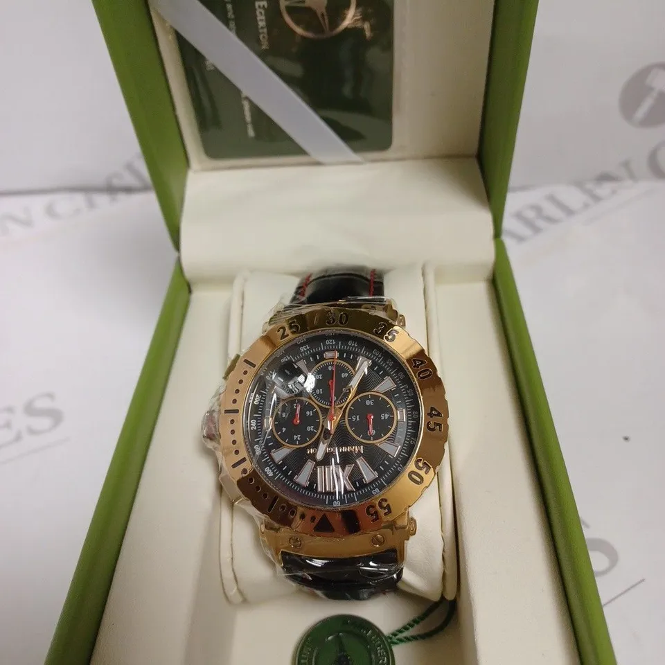 BOXED MANN EGERTON DIMENSION ROSE WATCH WITH LEATHER STRAP 