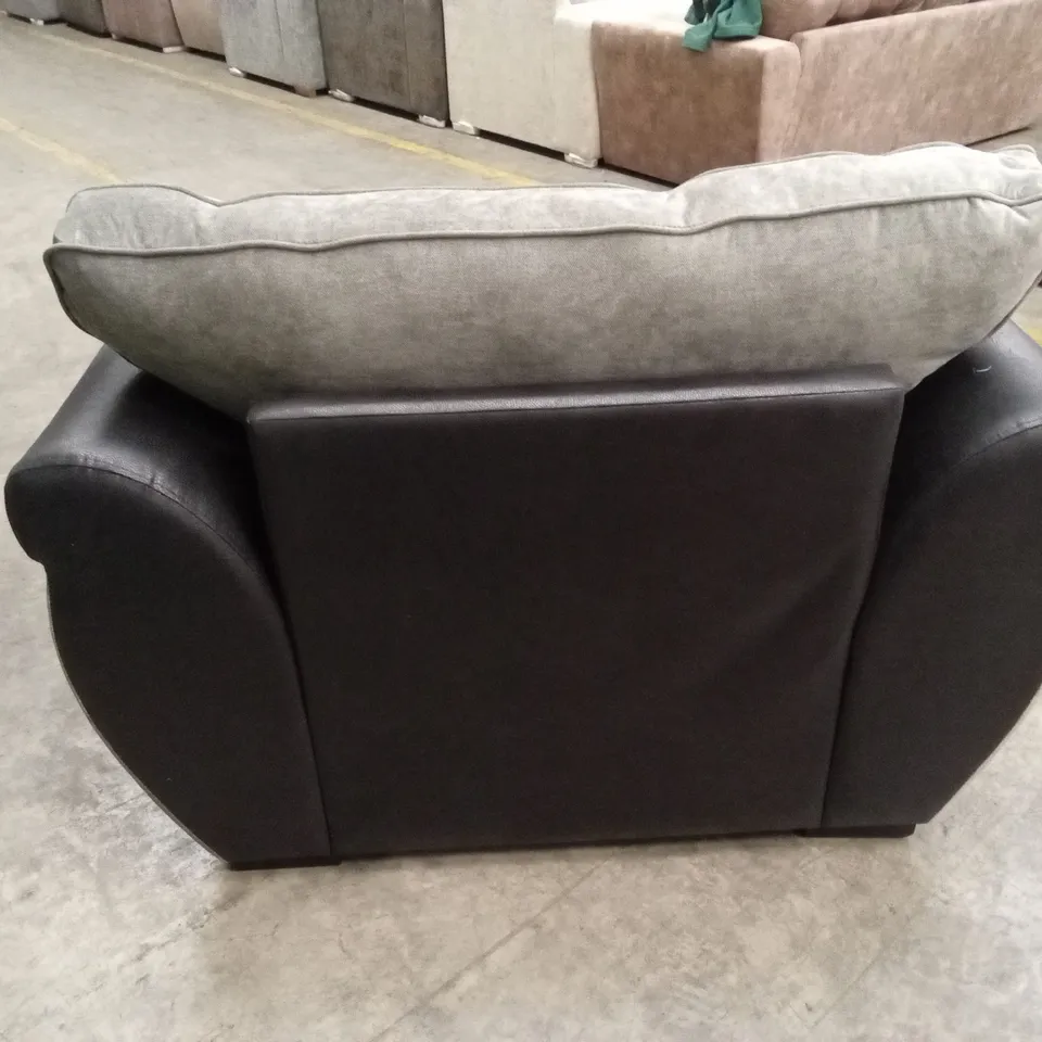 NOVA FABRIC/FAUX LEATHER ARMCHAIR - GREY/BLACK RRP £499