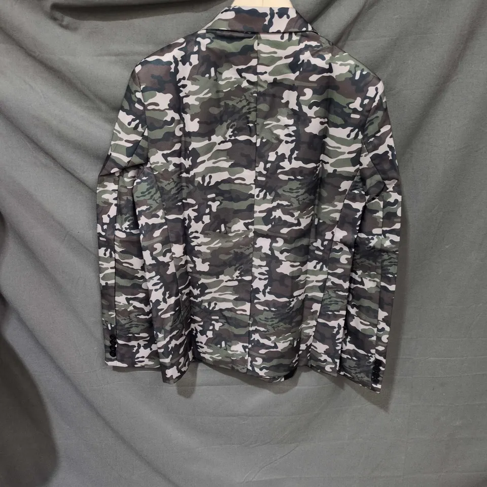 CAMOUFLAGE PRINT BLAZER JACKET, MEN'S, SIZE XL
