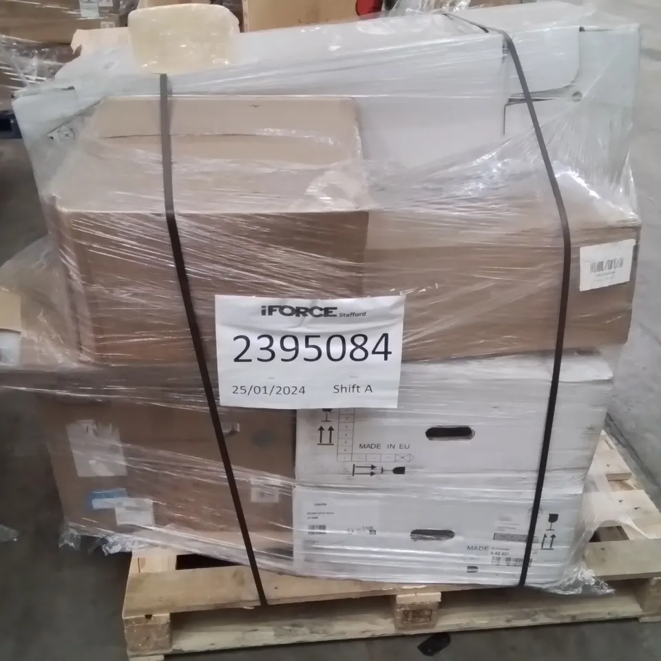MIXED PALLET OF VARIOUS HOUSEHOLD ITEMS TO INCLUDE: SINK BASIN UNITS ECT.