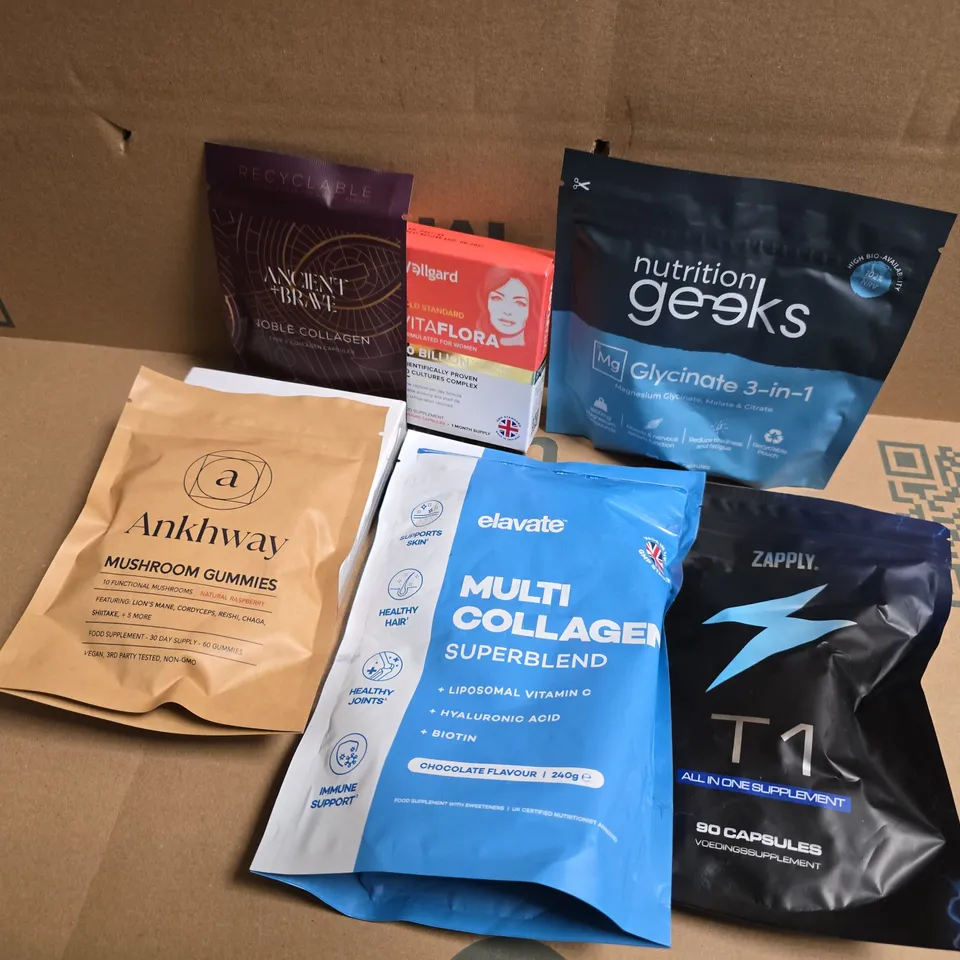 APPROXIMATELY 15 ASSORTED VITAMIN/HEALTH AID PRODUCTS TO INCLUDE ELAVATE MULTI COLLAGEN SUPERBLEND, ZAPPLY ALL IN ONE SUPPLEMENTS, NUTRITION GEEKS MAGNESIUM, ETC - COLLECTION ONLY