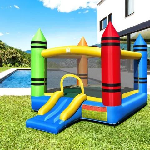 BOXED COSTWAY INFLATABLE BOUNCE HOUSE KIDS JUMPING CASTLE W/ SLIDE OCEAN BALLS & 480W BLOWER