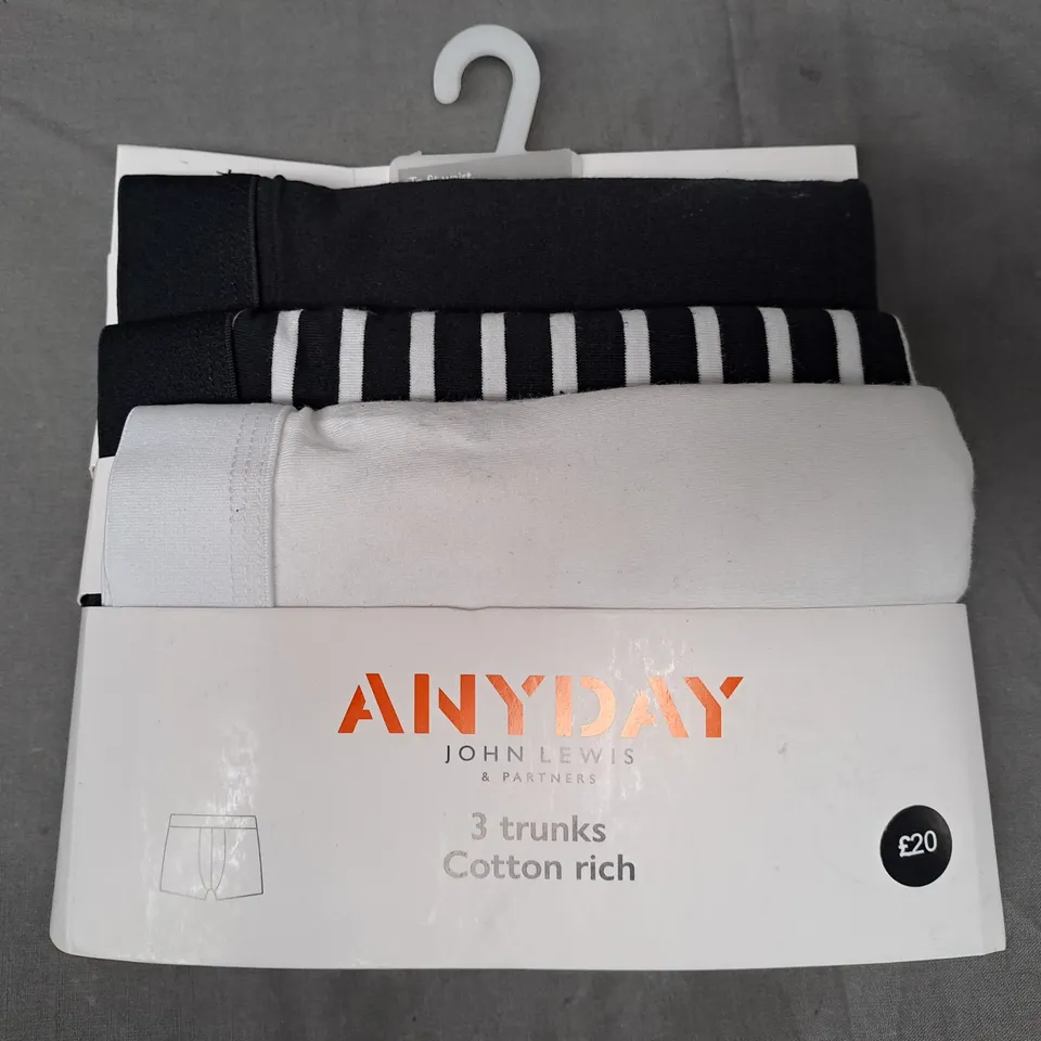 JOHN LEWIS ANYDAY 3 COTTON RICH TRUNKS