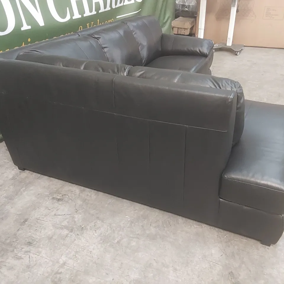 QUALITY DESIGNER MARLOW ITALIAN LEATHER LEFT HAND CORNER CHAISE