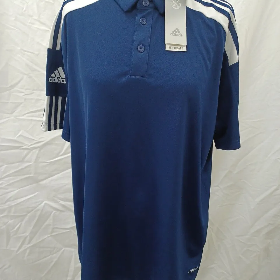 ADIDAS MEN'S SQ21 POLO SHIRT, NAVY - SIZE L