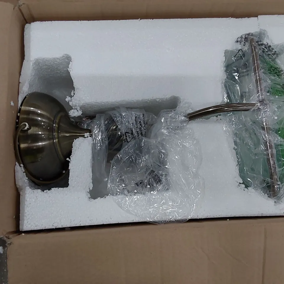 BOXED 40CM ANTIQUE BRASS LAMP (1 BOX)